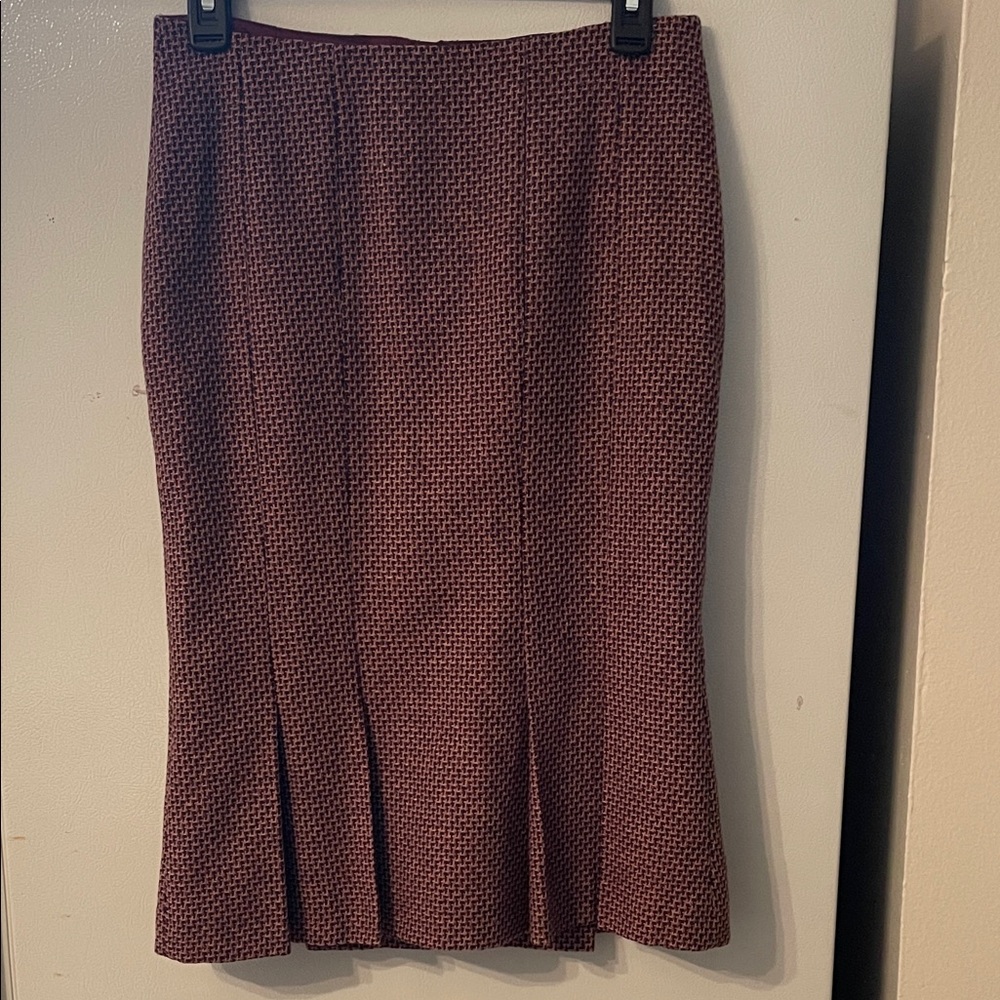 Mexx Women’s Size 4 Wool Textured Pencil Skirt Burgundy Pink‎ Tan Black